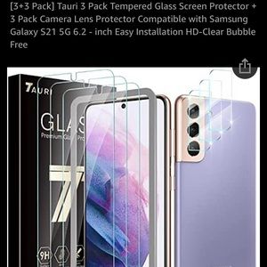 Tauri 3+3 Screen Protector and Camera Protectors compatible for Galaxy S21 Pluus